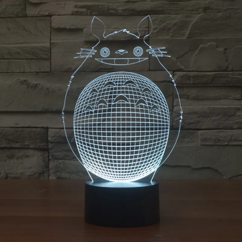 

Totoro colorful 3D lights Creative Desktop Nightlight LED touch Vision Stereo lamp lights illusion