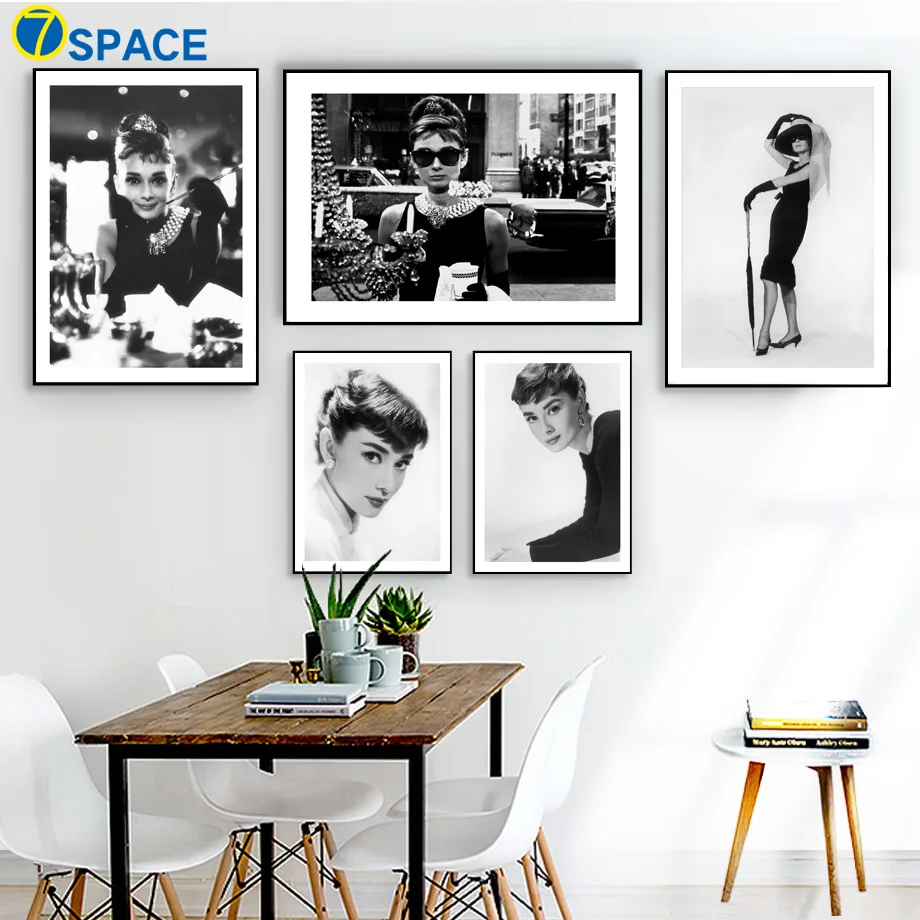 Audrey Hepburn Wall Art Print Canvas Painting Nordic Posters And Prints Black And White Wall