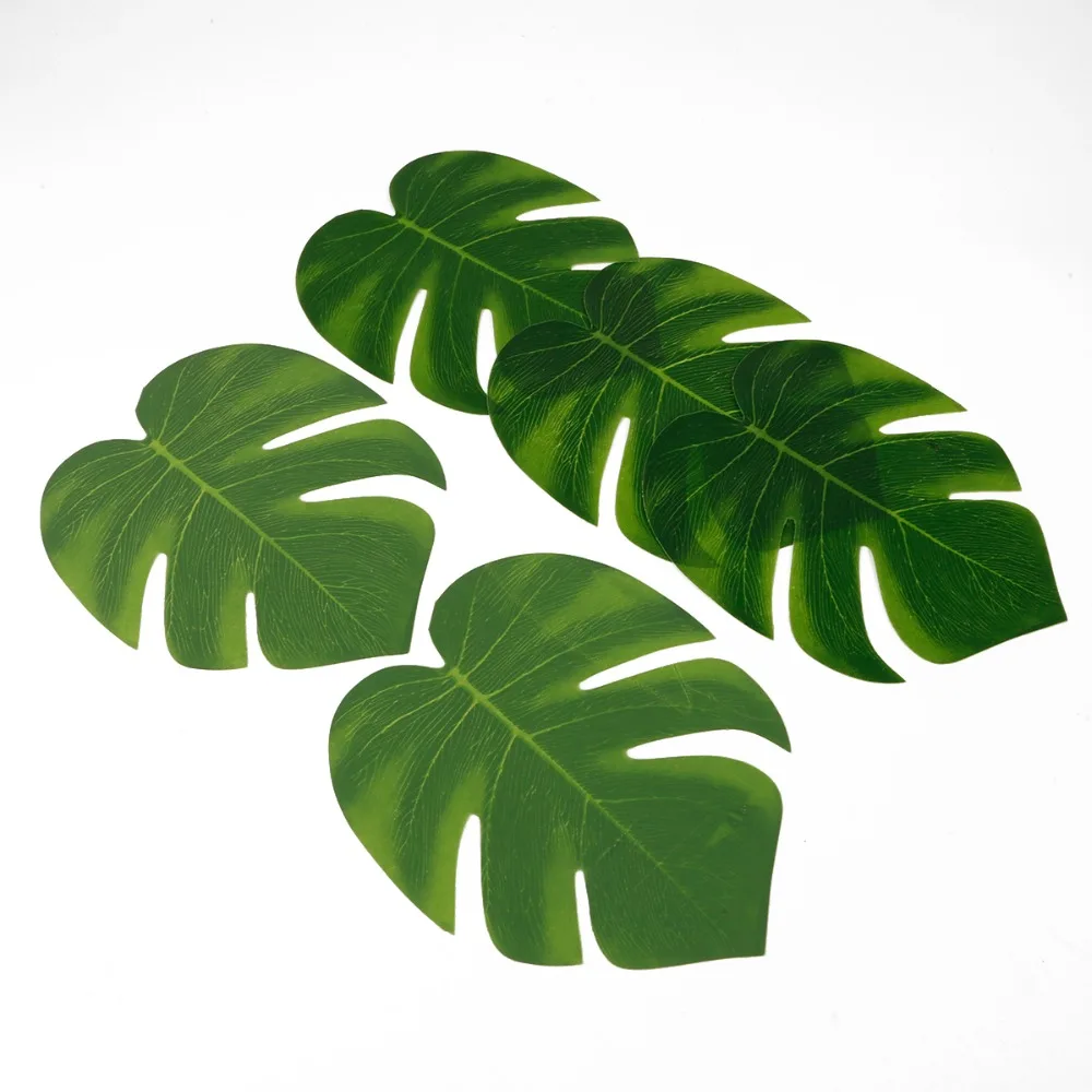 12 шт./лот ткань искусственные Пальмовые Листья орнамент для Гавайских Луау вечерние джунгли пляж тема вечерние украшения стола аксессуары