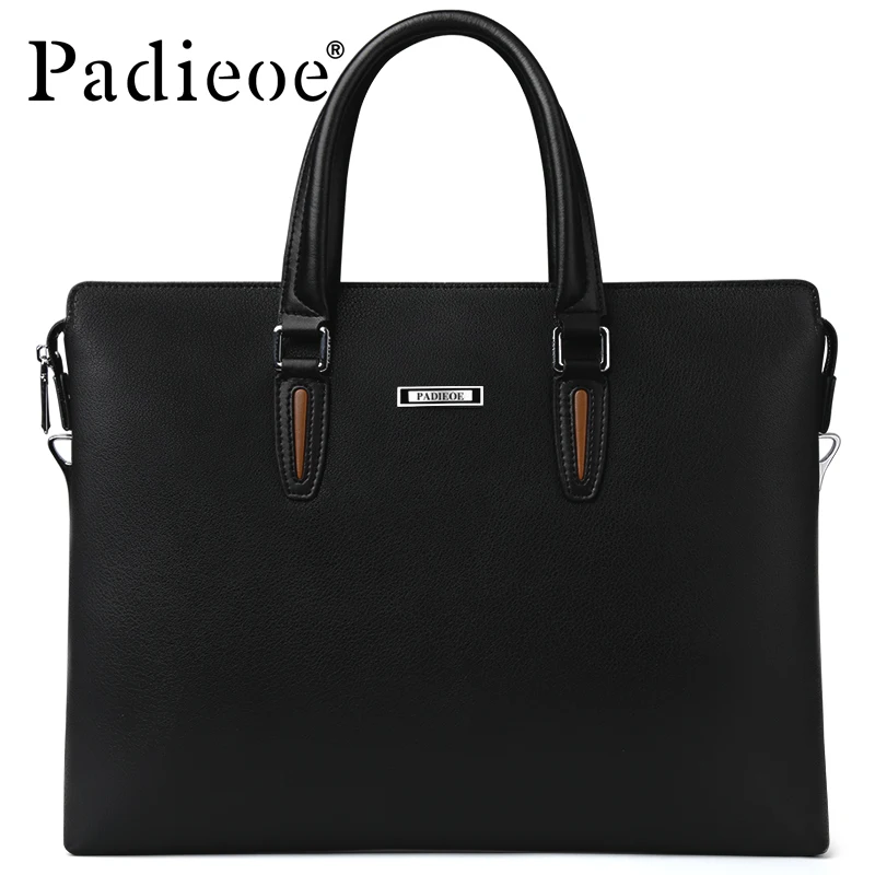 

2017 Padieoe Brand 100% Genuine Leather Handbag Men Cowhide Leather Bag Business Style Briefcase Shoulder Bags Male Crossbody