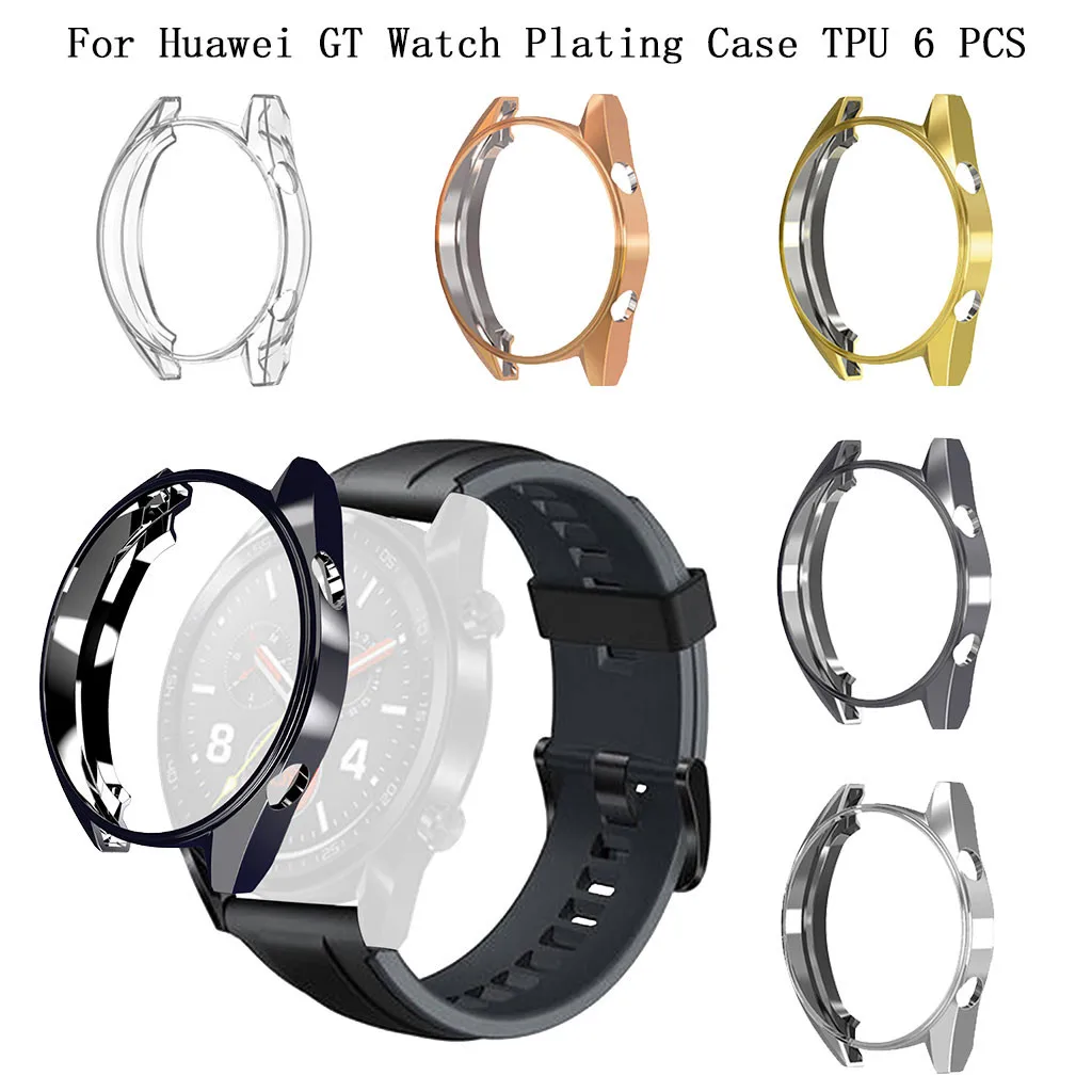

Hot Smartwatch Smartband 6PCS Ultra-Slim Electroplate Transparent TPU Case Cover For Huawei Watch GT Smart Watch Cases Covers