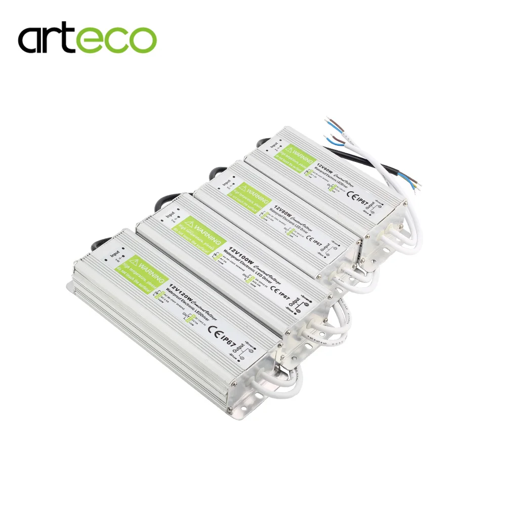 

DC 12V 60W 80W 100W 120W LED Power Supply Waterproof IP67 Transformer AC to DC Adapter Driver for LED Garden Lamp Strip Light