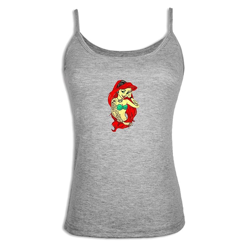 ibSingletS178G Стильная футболка с изображением персонажей видеоигр с рисунком Русалочки Ариэль сексуальные дамские, женские жилет из джерсовой ткани детский комбинезон из хлопка, топы на лямках - Цвет: ibSingletS178G