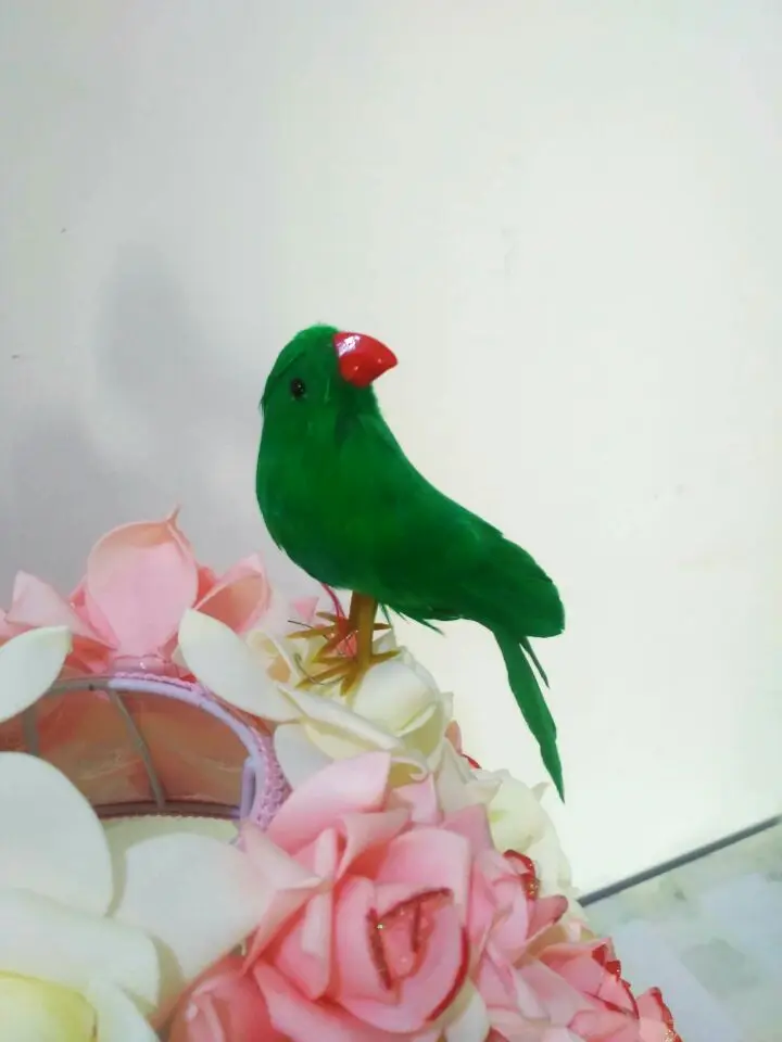 

Маленькая милая модель птицы, игрушка из пенопласта и перо, зеленая фотография, подарок около 15 см, 2862