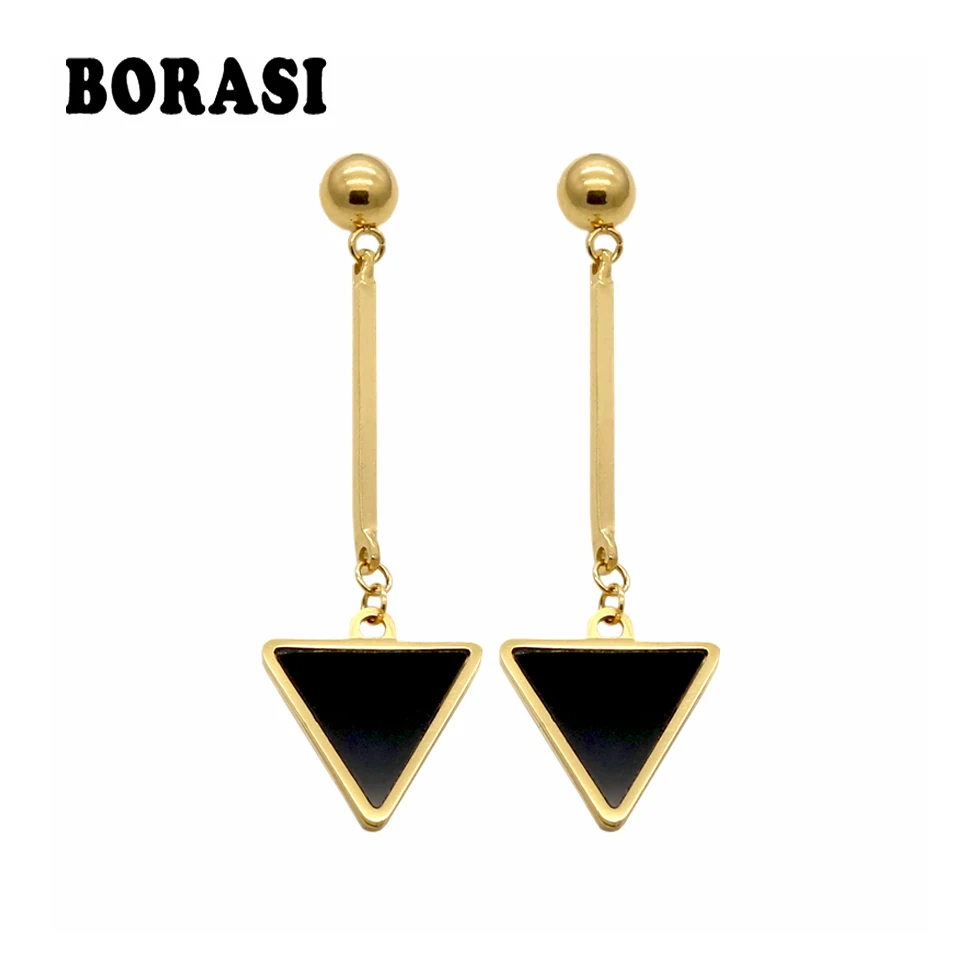 

Top Quality Fashion Gold Color Tassel Drop Earrings Stainless Steel Temperament Triangle Earrings Pendant Jewelry For Women