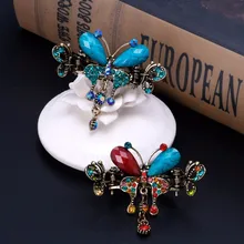 Women Vintage hair claws Turquoise blue Butterfly Pins Hair Bow Barrette Clip Hair Accessories