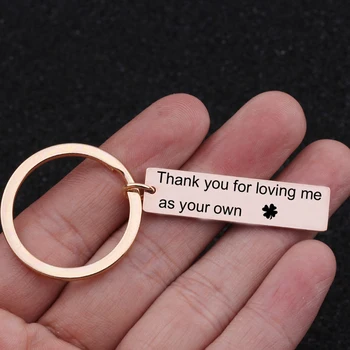 

Thank You For Loving Me As Your Own Engraved Four Leaf Clover Keychain For Lover Couples Lucky Love Keyring Giftss Key Holder