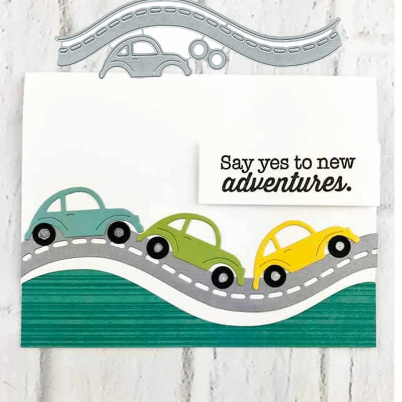 

Car In Winding Road Metal Cutting Dies Stencil for DIY Scrapbooking Album Embossing New Year Decoration Cards Crafts Die Cutting