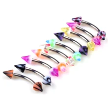 10 шт оптом хирургический стальной стержень акриловая заклепка пупка для языка, носа кольца для пирсинга бровей ювелирные изделия для тела смешанные цвета