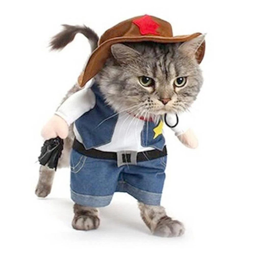 Игрушка для кота детская одежда костюм в ковбойском стиле полиции Костюмы Кошка