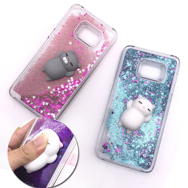 For Samsung Galaxy Note 8 S6 S7 Edge S8 Plus Case 3D Soft Cat Rabbit Squishy Phone Case Liquid ...