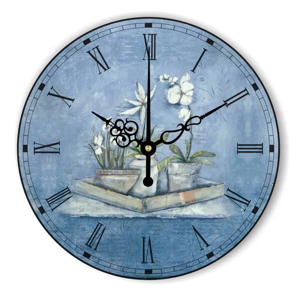 

Pastoral Style Decorative Wall Clock With Silent Clock Movement For Bedroom Wall Decor Vintage Home Decor Watch Wall Gift