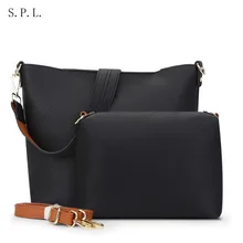 S.P.L. marca mujeres bolsos de cuero de moda compuesto bolsas de hombro bolsa de mensajero de las mujeres bolsos de diseño sólido atrás