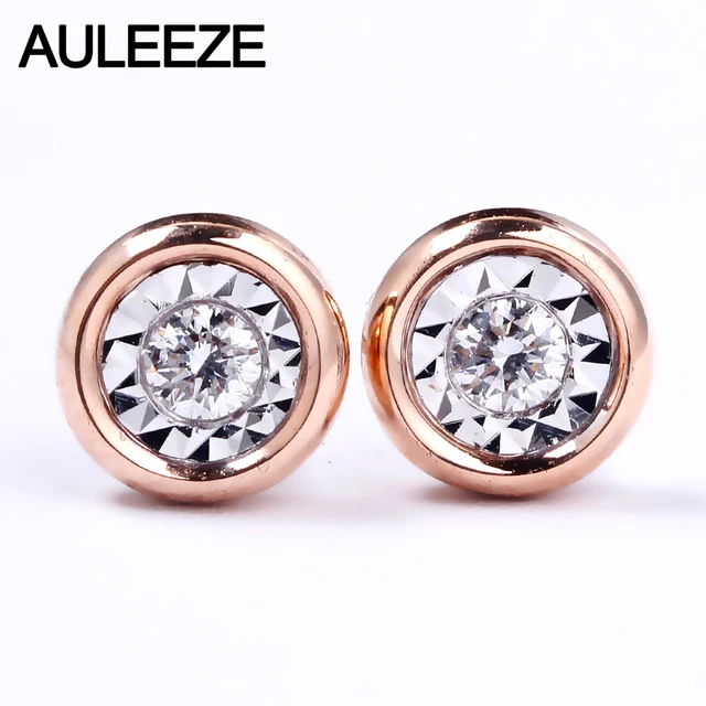 Auleeze Clic Natural Diamond Stud Earrings 18k Rose White Gold Auleeze Clic Natural Diamond Stud Earrings 18k Rose White Gold 1 5 Carat Effect
