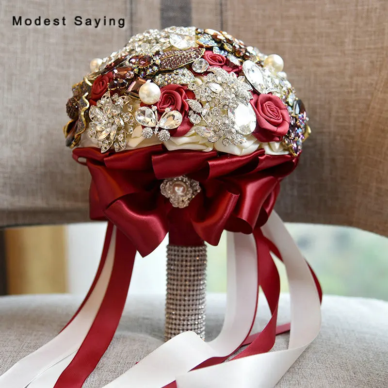 Buy Dark Red Luxury Artificial Flowers Rosette Shiny