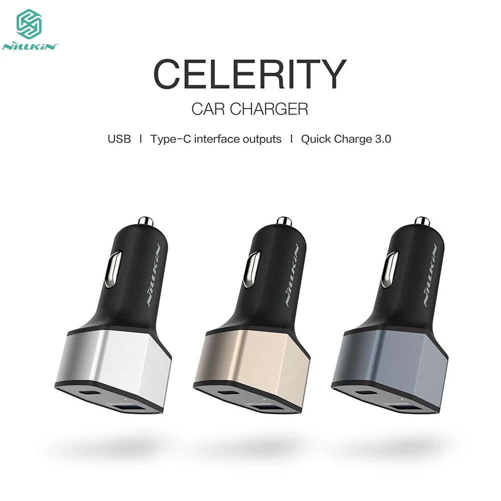 

Nillkin Quick Car Charger 3.0 QC3.0 Dual Port USB/Type-C Car Charger For Nexus 5X OnePlus 3 Lumia 950XL LG G5 & USB-C Car Adapte