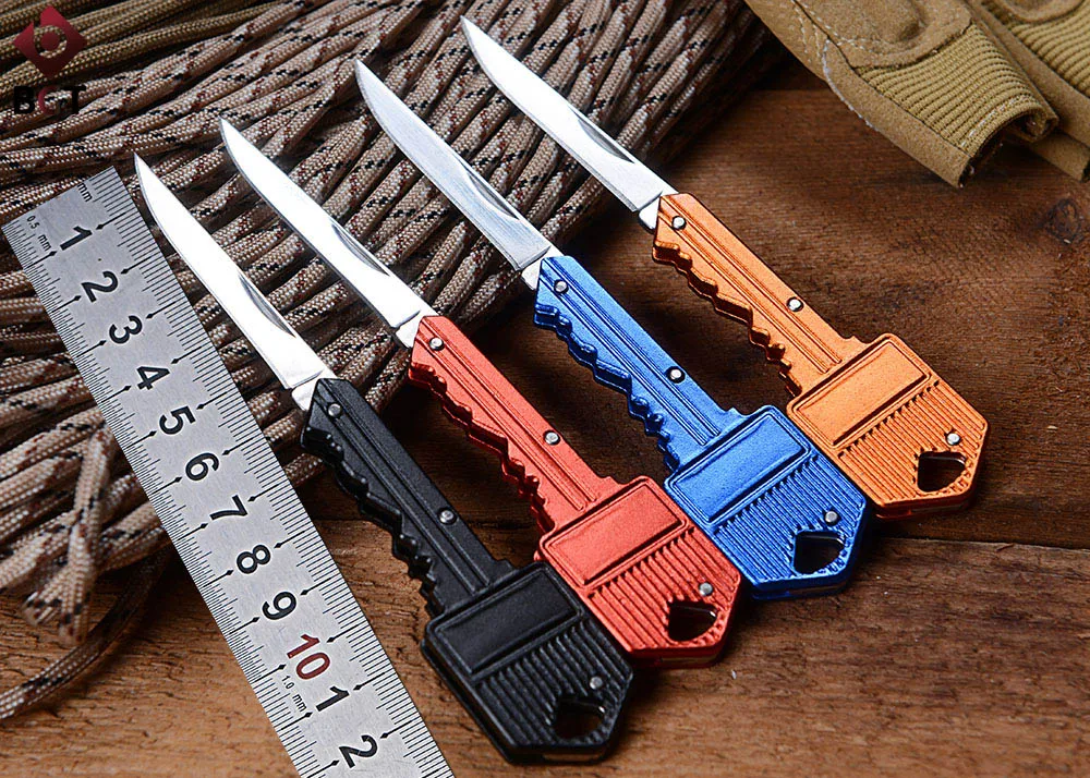 4 pcs/lot Stainless Steel Folding Key Knife Tactical Key Chain Gift EDC