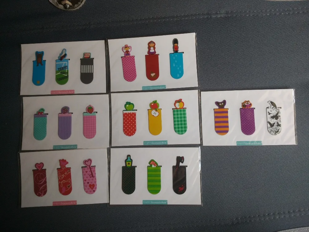 

7 different Set designs(3 design per pack) Magnetic bookmark;Open Size 86*21mm