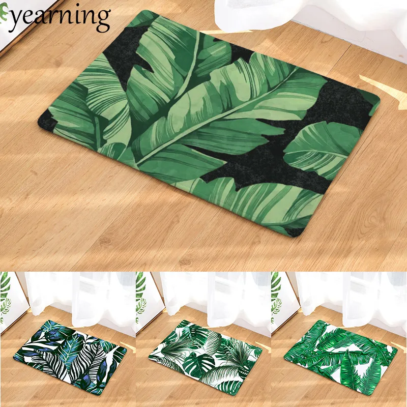 Palm Leaf Floor Mat Tropical Green Plant Print Anti-Slip Coral Flee Doormat Carpet Rug Use Hallway Kitchen Bedroom Bathroom Palm Leaf Floor Mat Tropical Green Plant Print Anti-Slip Coral Flee Doormat Carpet Rug Use Hallway Kitchen Bedroom Bathroom
