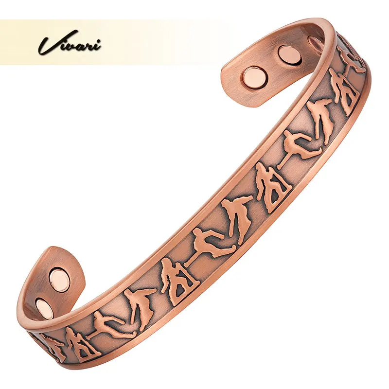 

Vivari Antique Sport Figure Picture Cuff Magnetic Pure Copper Bangles For Women 6pcs Magnets Male Unisex Bracelet Wristband