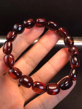 

10.7x12.3mm Genuine Natural Blood Amber Bracelet Women Party Gift Stretch Crystal Fitness Stretch Beads Fashion Bracelet Jewelry