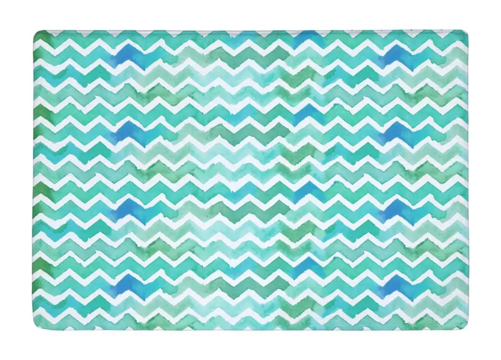Floor Mat Green Geometry Watercolor Chevron Print Non slip Rugs Carpets