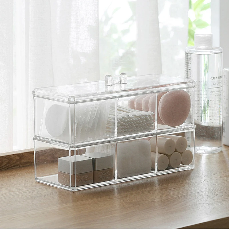 

HUNYOO Home DIY Acrylic Plastic Grid Divided Divider Storage Organize Bathroom Desk Storage Makeup Box Cosmetics Organizers