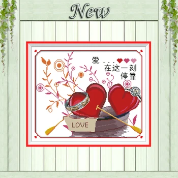 

Love dock at this moment decor painting counted printed on canvas DMC 14CT 11CT DIY Cross Stitch Embroidery kits Needlework Sets