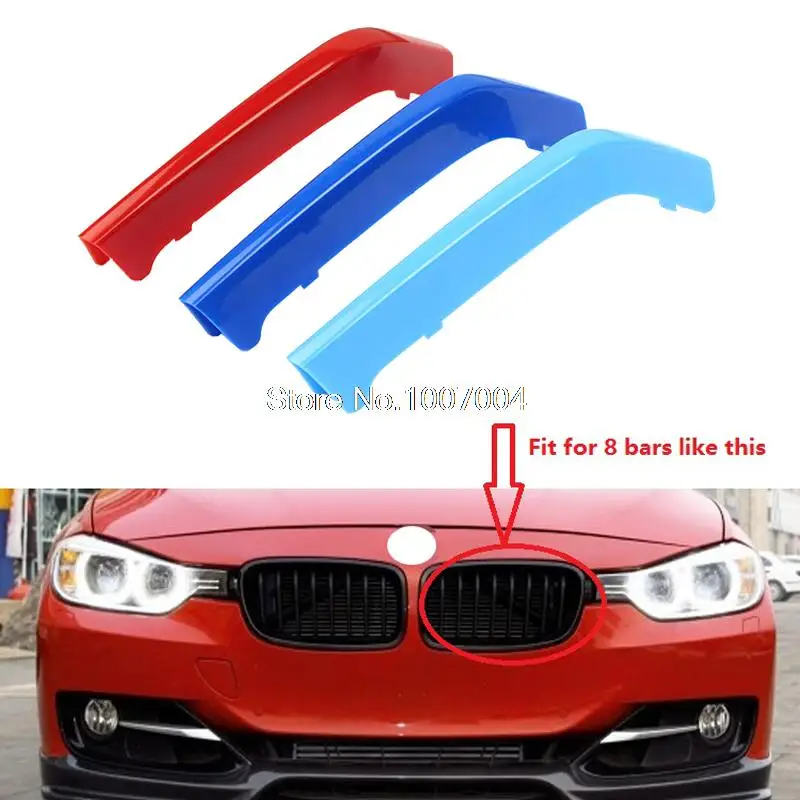 3D  M Styling Car Front Grille Sport Stripe ABS Cover Motorsport Power Performance  Sticker for 2013-2017 BMW 3 Series F30 F35