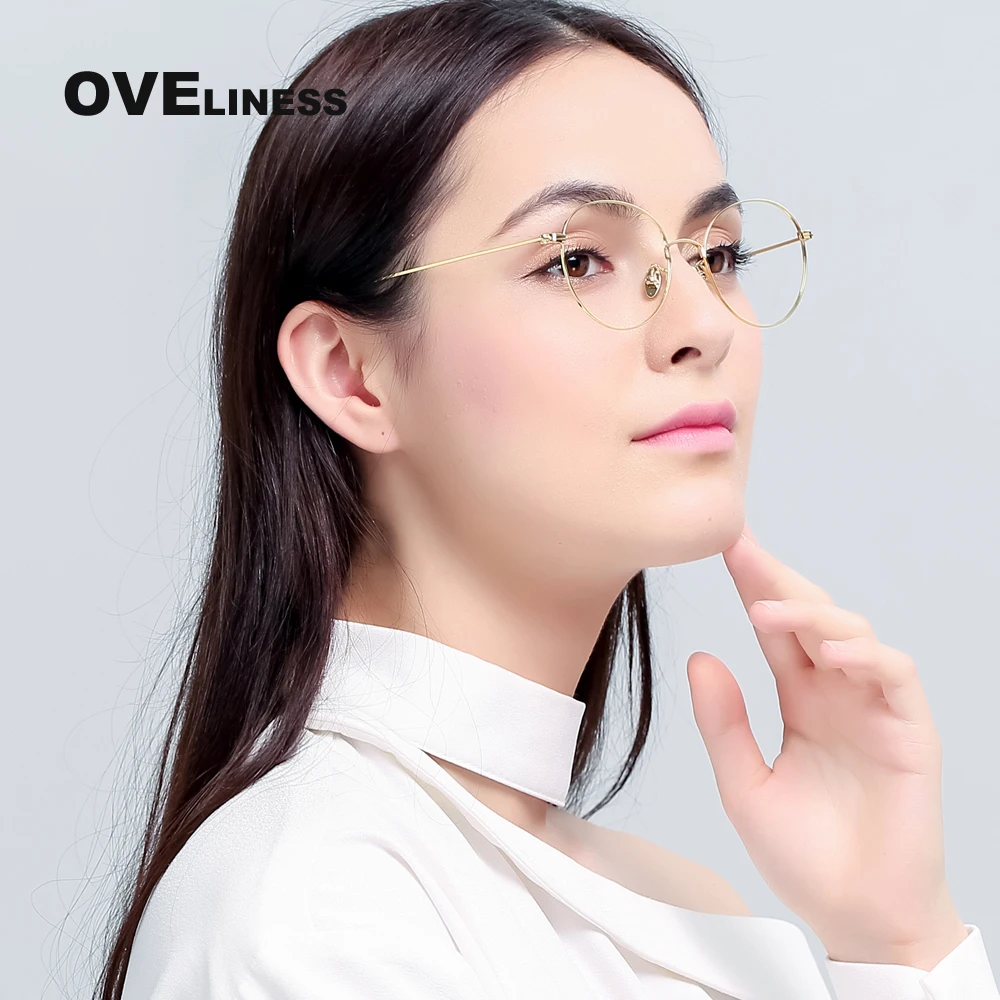 

Metal Eyeglasses Frames Women vintage prescription Optical Eyeglass Round Frame Clear Lens Reading Glasses myopia eyewear