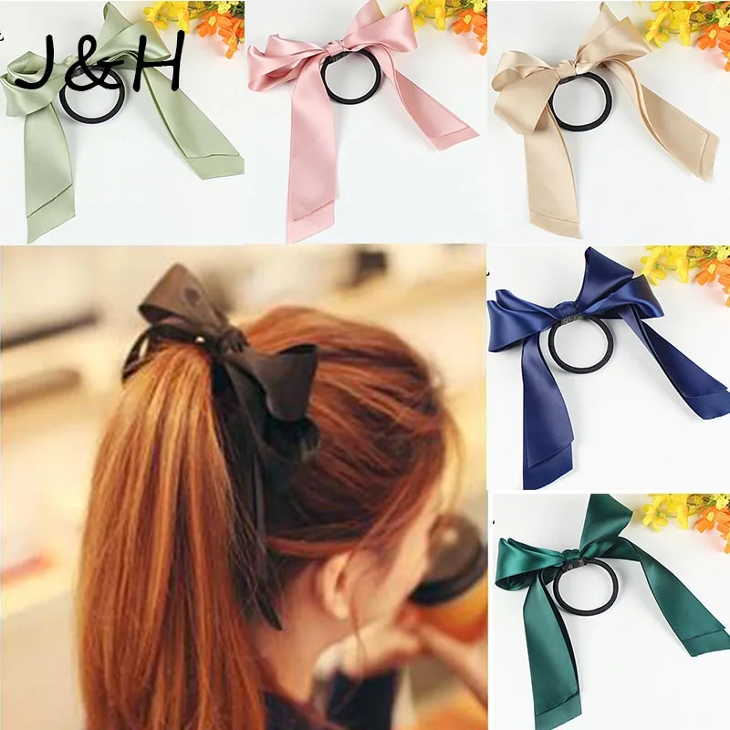 

Hot Sale Rubber Bands Tiara Satin Ribbon Bow Hair Band Rope Scrunchie Ponytail Holder Gum for Hair Accessories Elastic For Women
