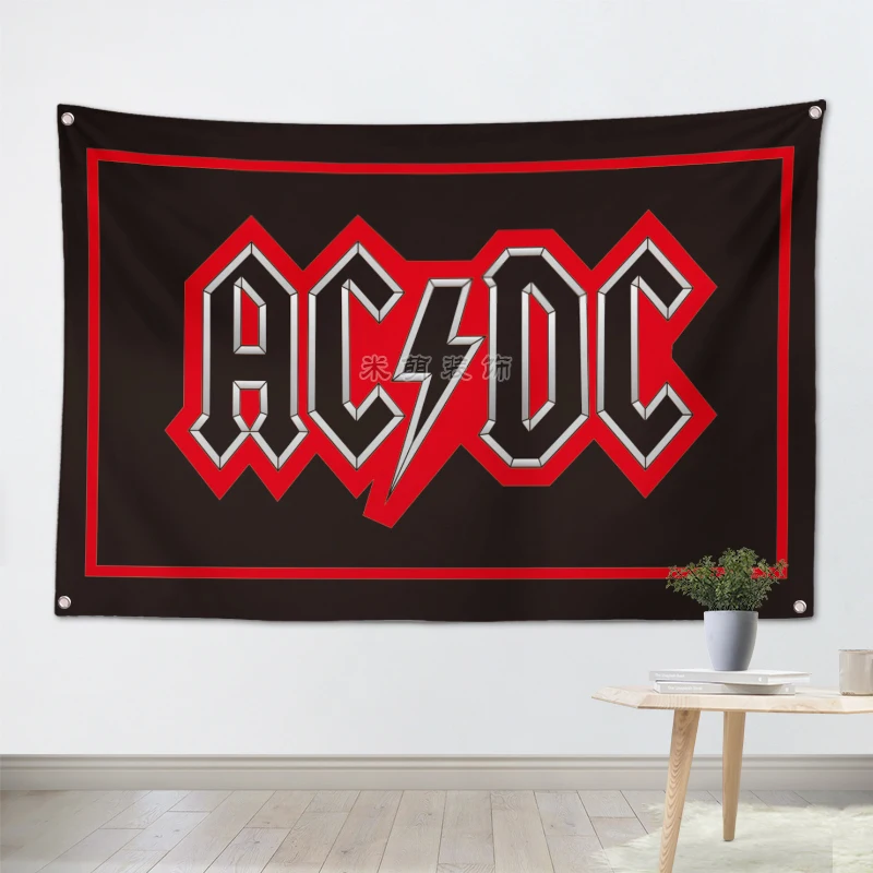 ACDC Rock Band Hanging Art Waterproof Cloth Polyester Fabric 56X36