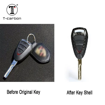 

For Porsche Boxster 911 Cayman 3 Button Car Key 100% real Carbon Fiber Glossy Car Key Fob Shell Case