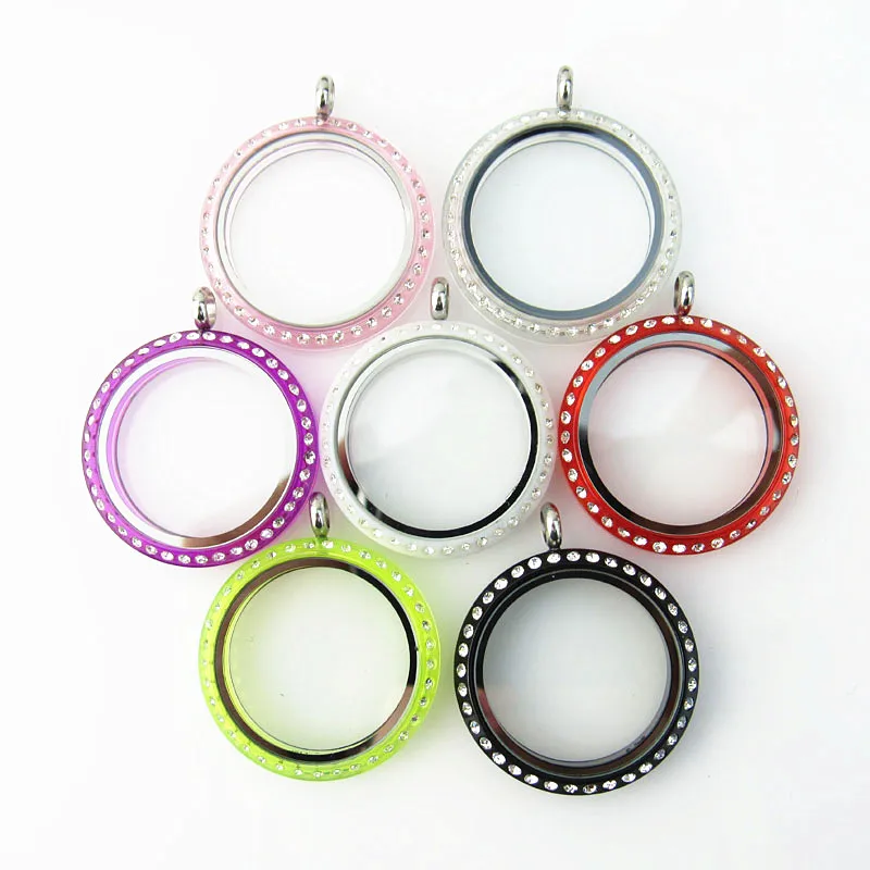 wholesale mix color 30mm acrylic rhinestone screw floating locket twist