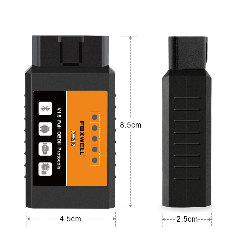 Foxwell elm327 OBD2 Bluetooth сканер Elm 327 в 1,5 OBDII адаптер считыватель кодов Авто диагностический сканер для автомобиля OBD 2 elm327 V1.5