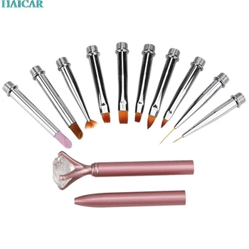 

Handle Nail Art Brush Set Design replaceable 1 Set Very Fashion Design Different Sizes Copper Levert Dropship ar12