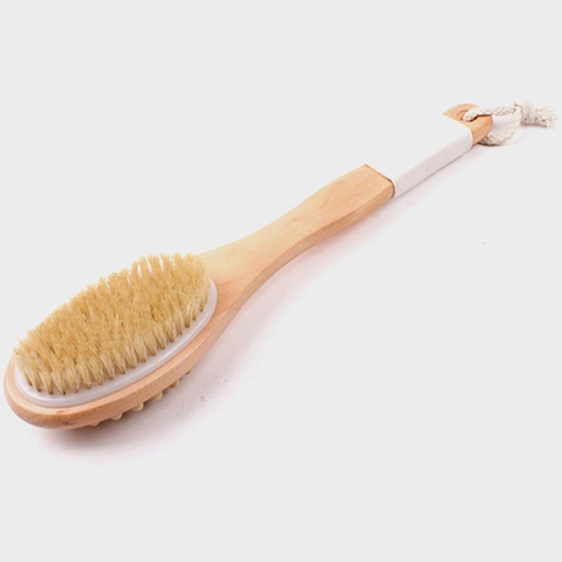 Щетка для тела для сухой чистки кожи, отшелушивающая и целлюлитная бамбуковая щетка для ванной с длинной ручкой для душа