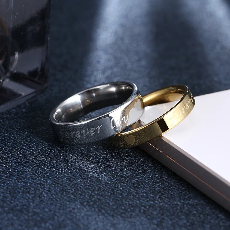 CACANA кольца для мужчин и женщин из нержавеющей стали Пара Кольца с надписью «Forever Love» обручальные модные ювелирные изделия кольца для мужчин Вечерние