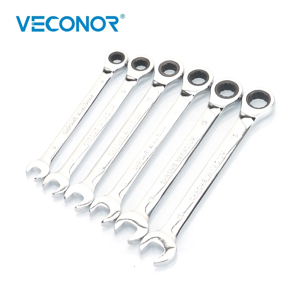 

VECONOR 6 pieces full polished ratchet wrench set ratcheting gear key wrench 8, 9, 10, 11, 12, 13mm