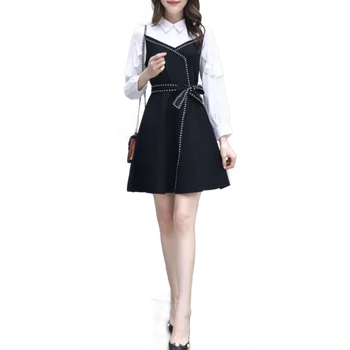 

Fashionable Stitching Dress For Women Ukraine Office Lady The Dress Vestido De Festa Patchwork Sashes Dress Elegant Vestidos