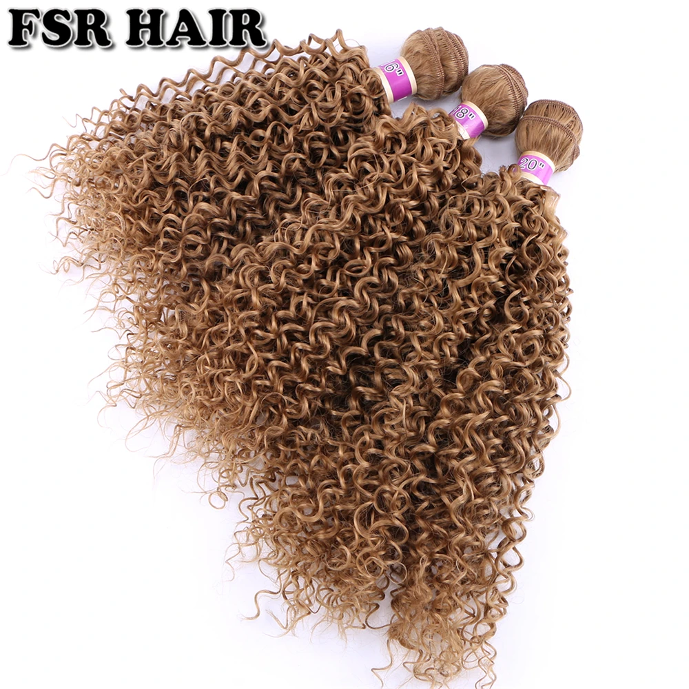 Afro Kinky curly Hair Weave Golden Color Hair 3 pcs/lot 210 Gram Ombre Synthetic hair bundle for women