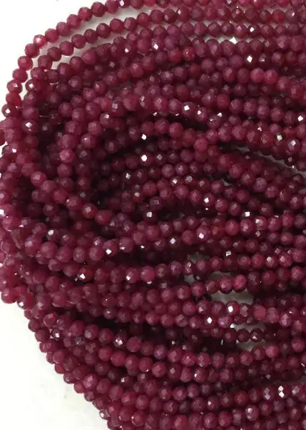 2mm Natural Ruby Sapphire Emerald Stone Beads Faceted Red Blue Green Black Gemstone Beads For DIY Jewelry Necklace Bracelet Make - Цвет: Burgundy