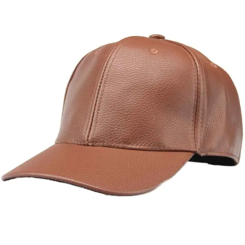 De cuero de los hombres de sombreros de Color sólido casuales de la Pu de la Moto del sombrero del Snapback Gorra de béisbol de los hombres mujer liso curvado Sunhat Gorra baseball #18