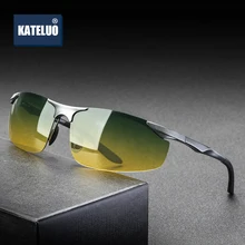 KATELUO, день, ночное видение, двойное использование, мужские алюминиевые солнцезащитные очки, HD поляризационные, UV400, мужские солнцезащитные очки для мужчин, очки, аксессуары 8179
