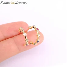 10 пар, серьги «Радуга» многоцветный Цирконий серьги-гвоздики красочный Циркон полукруг круглые серьги для женщин модные ювелирные изделия