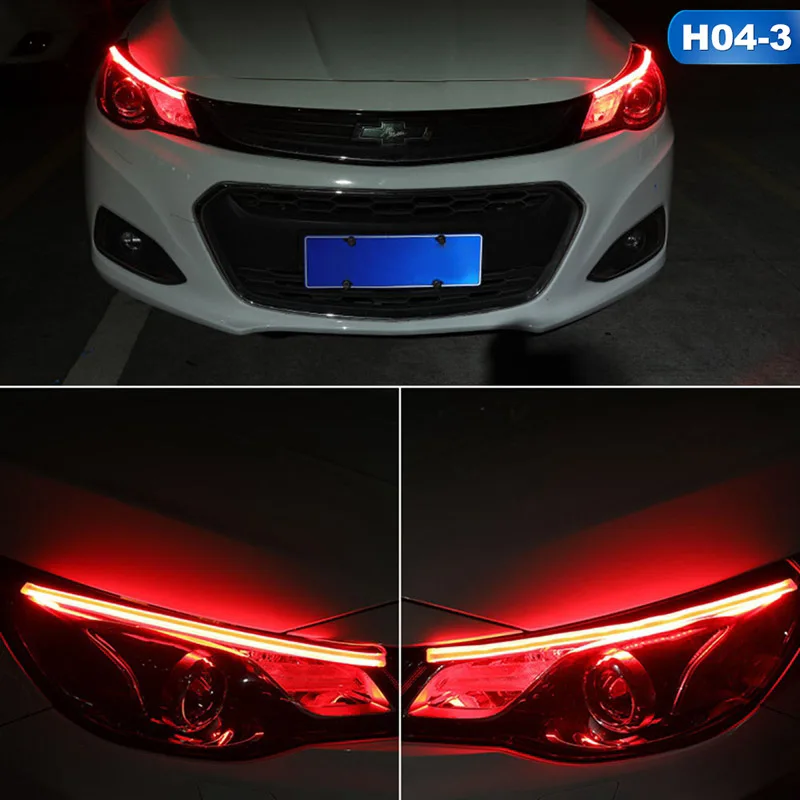 

Car Styling DRL LED Daytime Running Lights Accessories Flexible Brake Guide Strips Headlight Auto Day Time Flowing Lamps