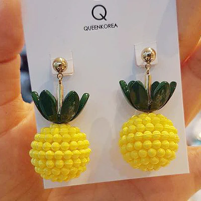 

WKOUD EAM Jewelry / 2019 New Fashion Personality All-match Acrylic Pineapple Stud Earrings Women's Accessories S#R706