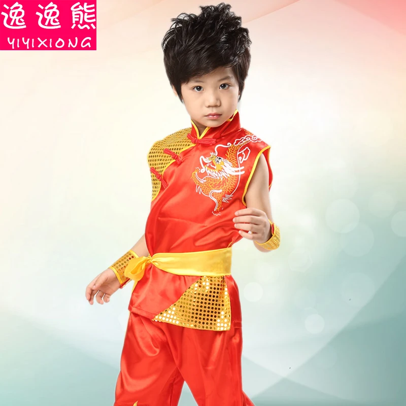 Детская боевых искусств показывает с короткими рукавами комплект одежды "Китайский кун-фу" униформа, костюмы для 100 см-170 см - Цвет: PHOTO