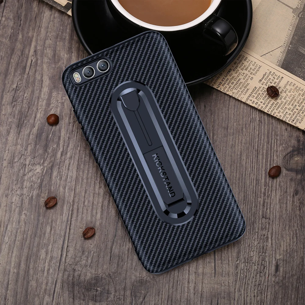 Soft TPU Cover for Xiaomi 6 Case 5X Note 3 Invisible Stand For Redmi 6A 4X 5A 4 Back Carbon Fiber Capa |