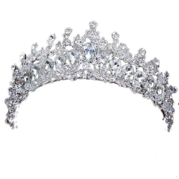 Великолепные Стразы в стиле барокко, королевская принцесса, большая корона, диадема в винтажном стиле с серебряными кристаллами для женщин, свадебные аксессуары для волос